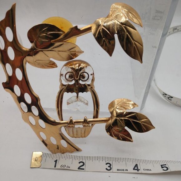 Vintage Mid Century Metal Owl 3D Window - Frig Art Gold Tone Wall Hang Brass - Picture 3 of 7